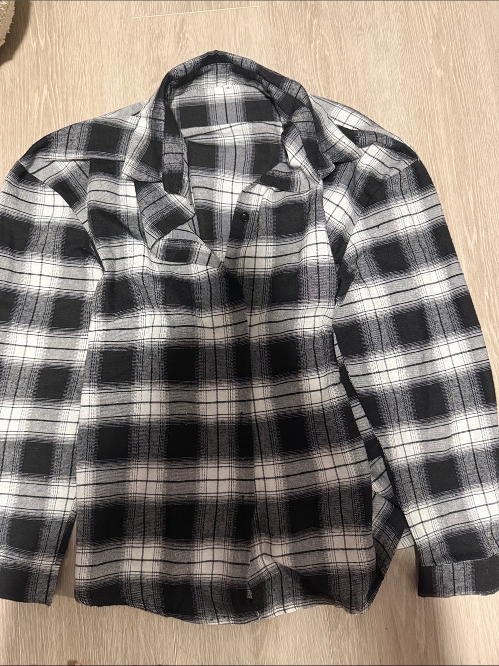 Women’s button down black and grey shirt - Medium